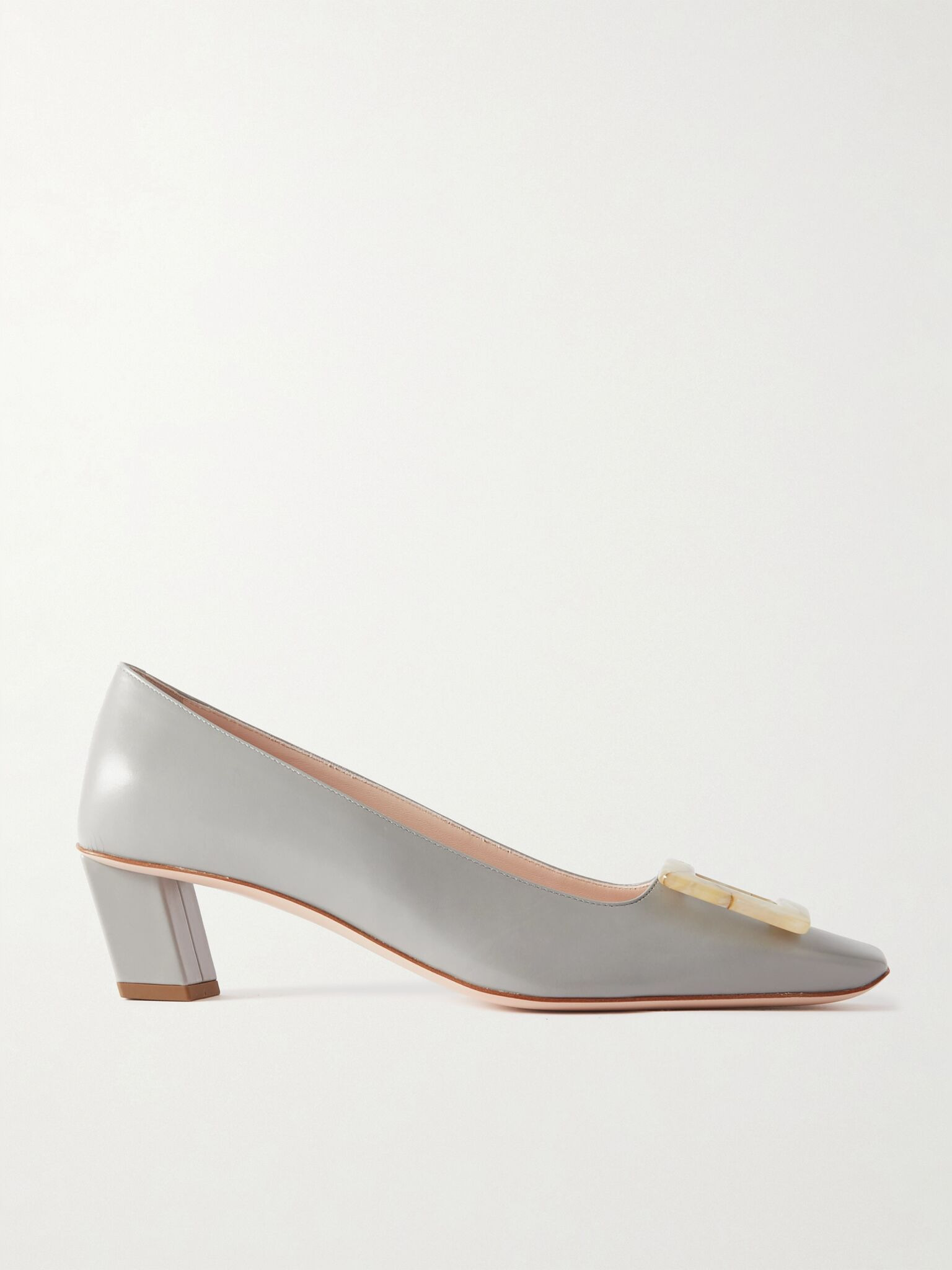 Belle Vivier 45 buckled leather pumps Gray - 1