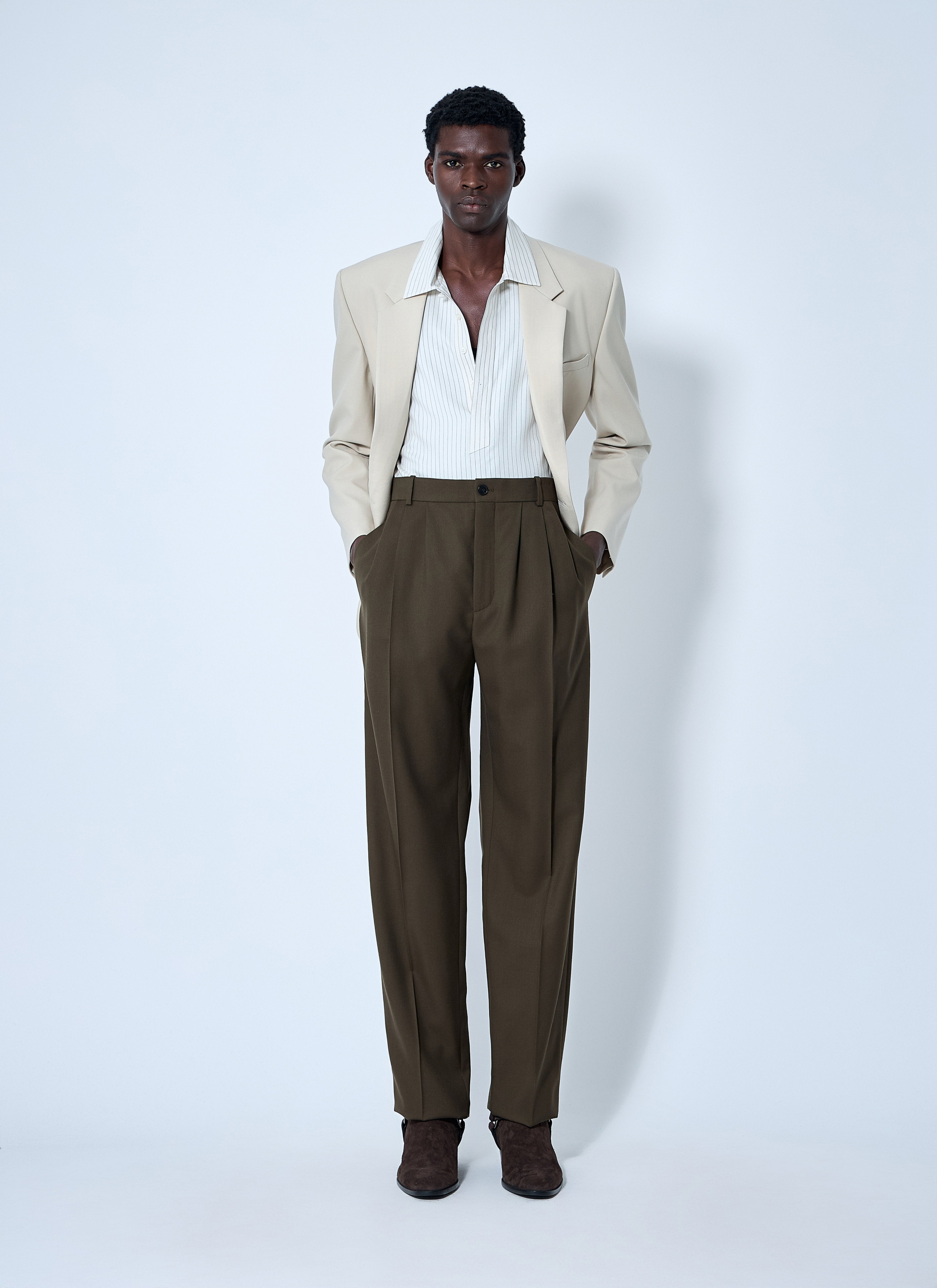 Saint Laurent Men Wool Tailored Pants - 2