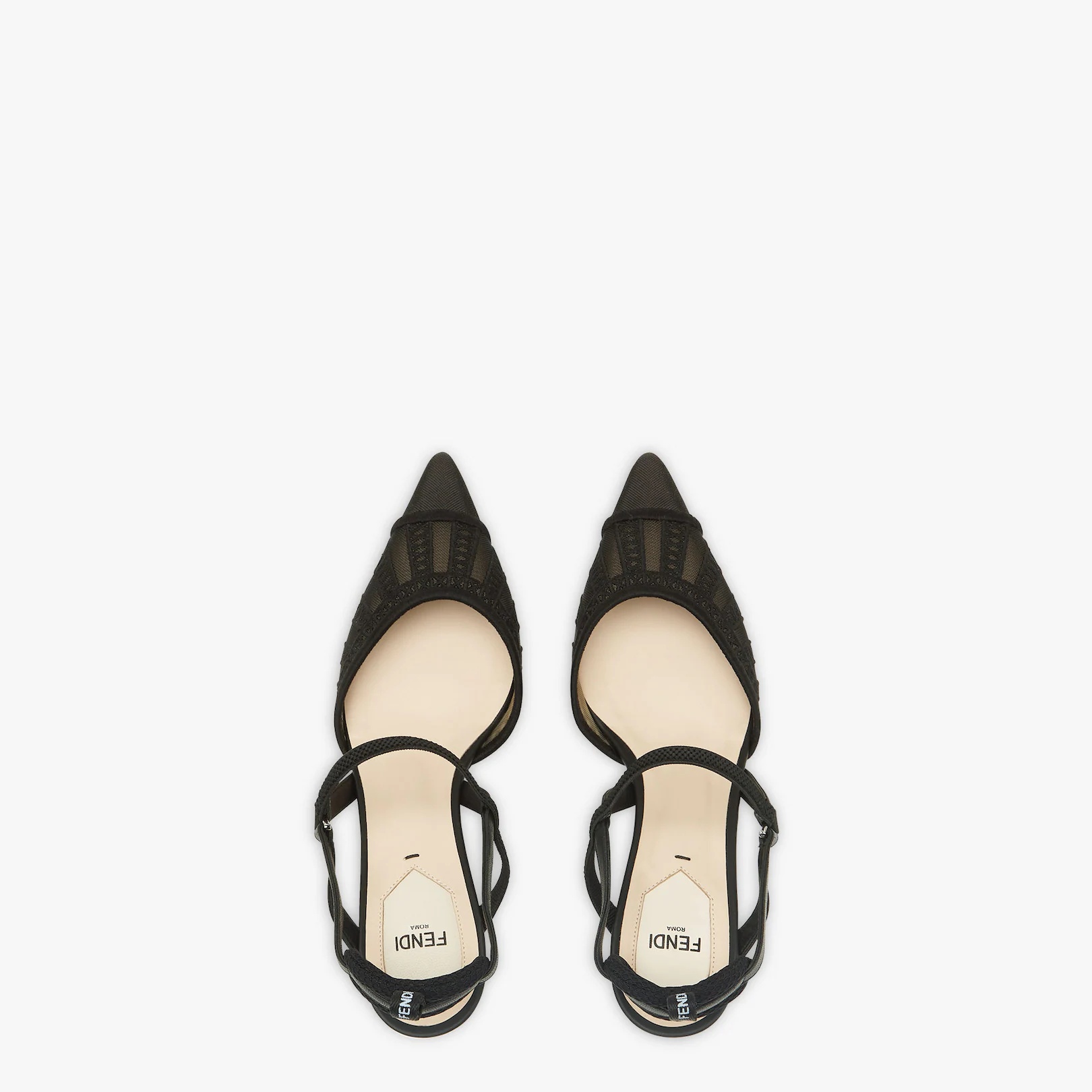 Black micromesh slingbacks with a medium heel - 4