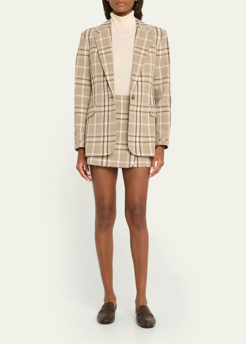SIMKHAI Lillie Plaid Single-Breasted Blazer outlook