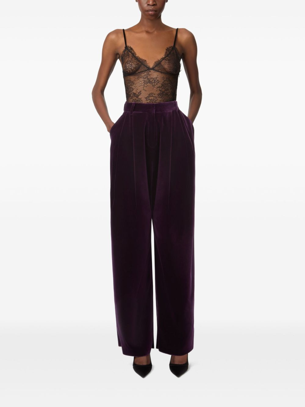 pleated velvet trousers - 2