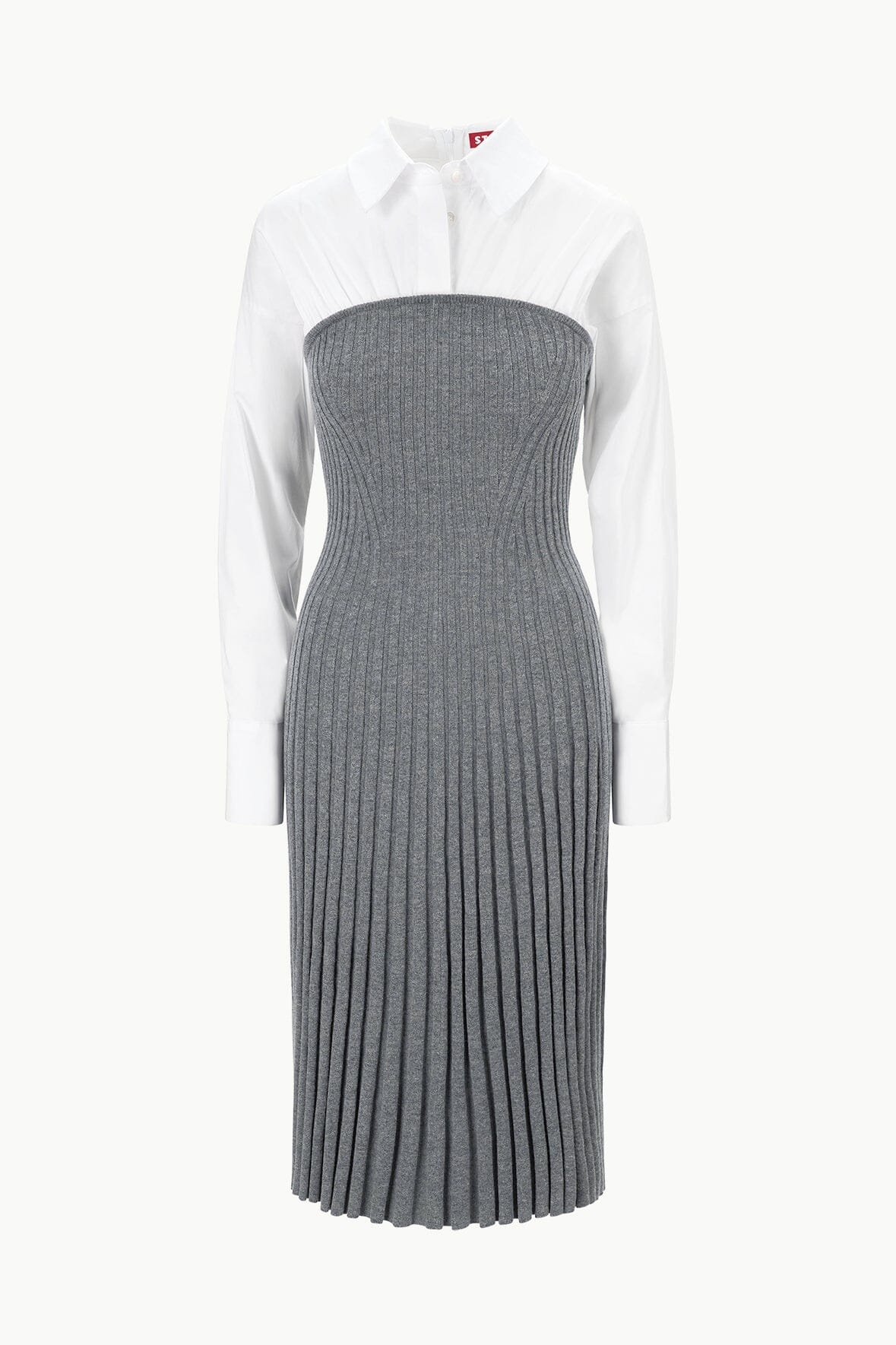 STAUD O'KEEFE DRESS CHARCOAL WHITE - 1