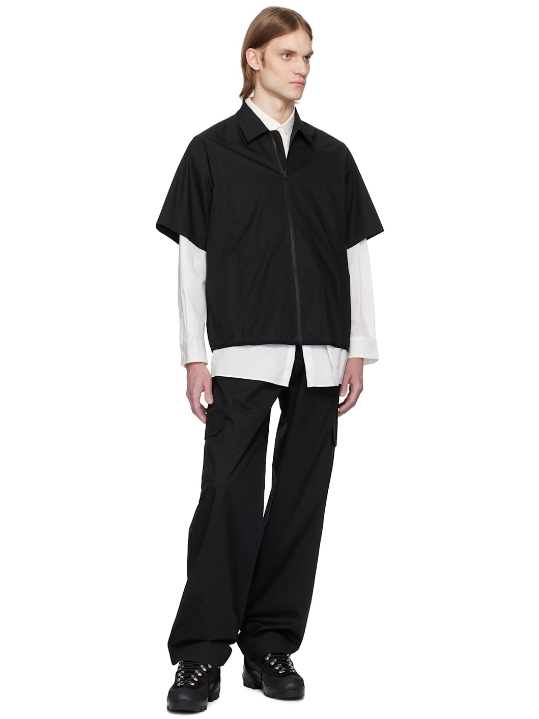 Black Poplin Cargo Pants - 4