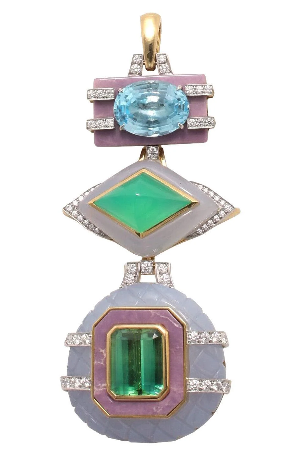 Aquamarine Diamond Totem Pendant - 1