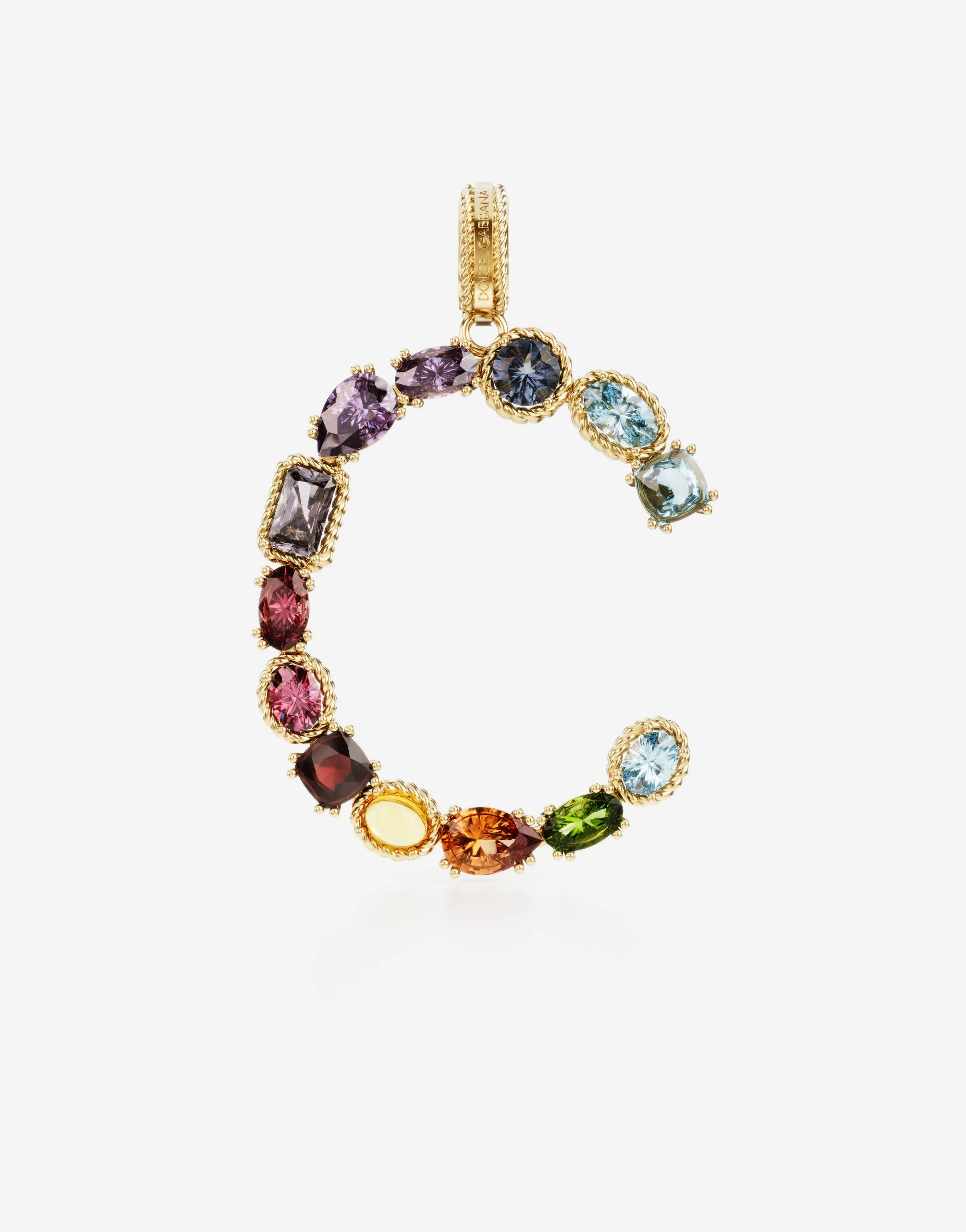 Charm C Lettering 18-carat yellow gold and multicolored gems - 1