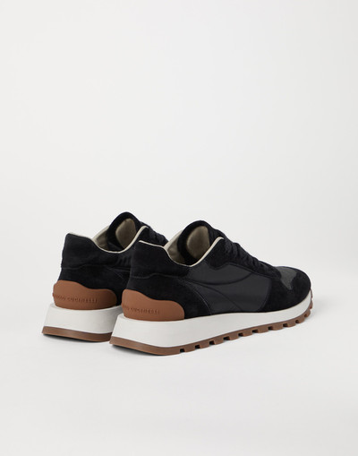 Brunello Cucinelli Suede and techno fabric runners with precious toe outlook