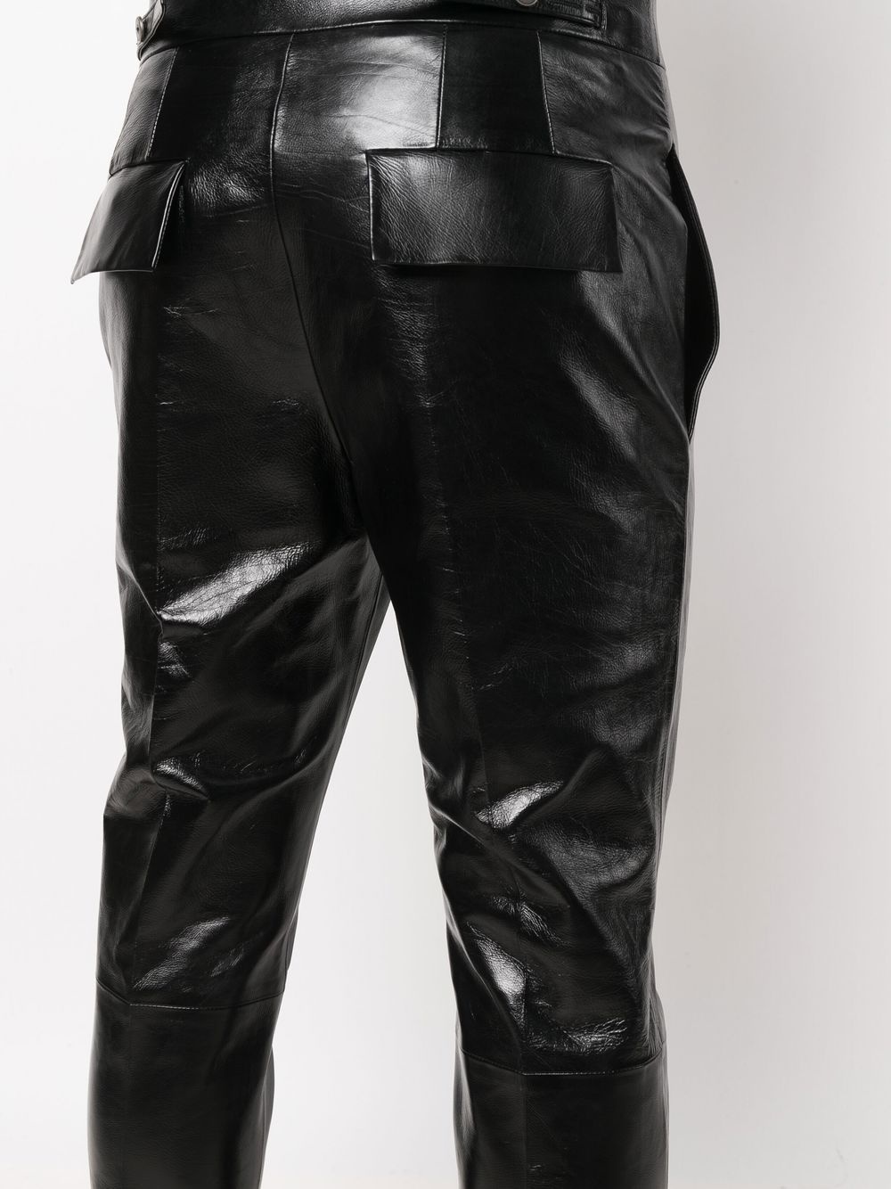cropped polished-finish trousers - 5