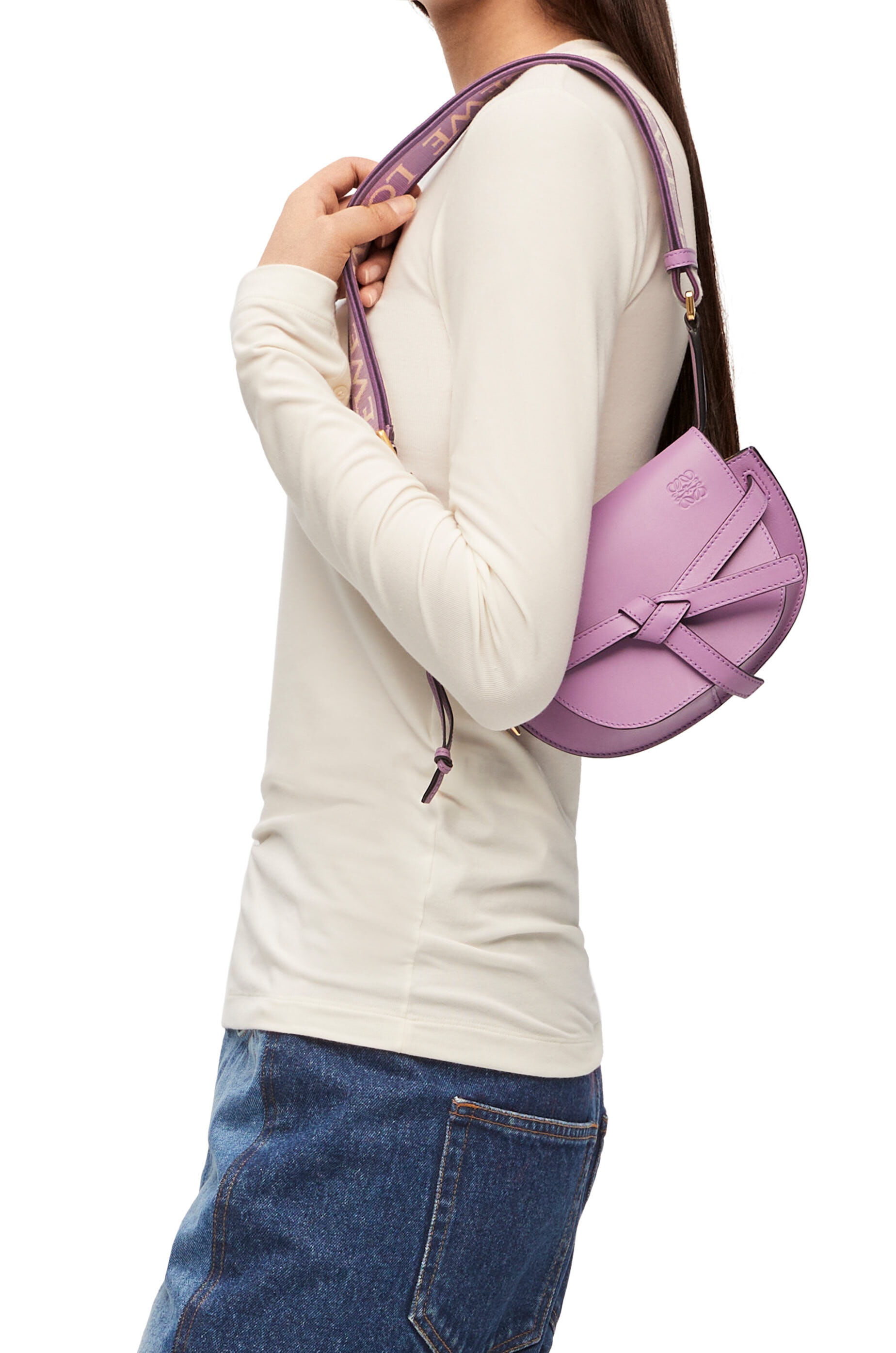 Mini Gate Dual bag in soft calfskin and jacquard - 2
