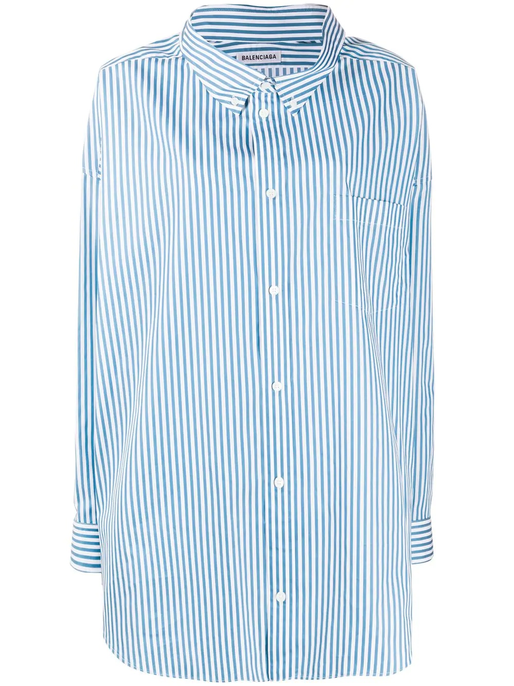 stripe-pattern logo-print oversize shirt - 1