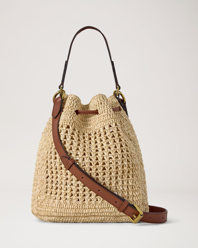 Small Crochet Bucket Natural Crochet Raffia 3