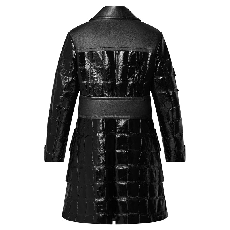 Mixed Leather Stud Button Coat 3