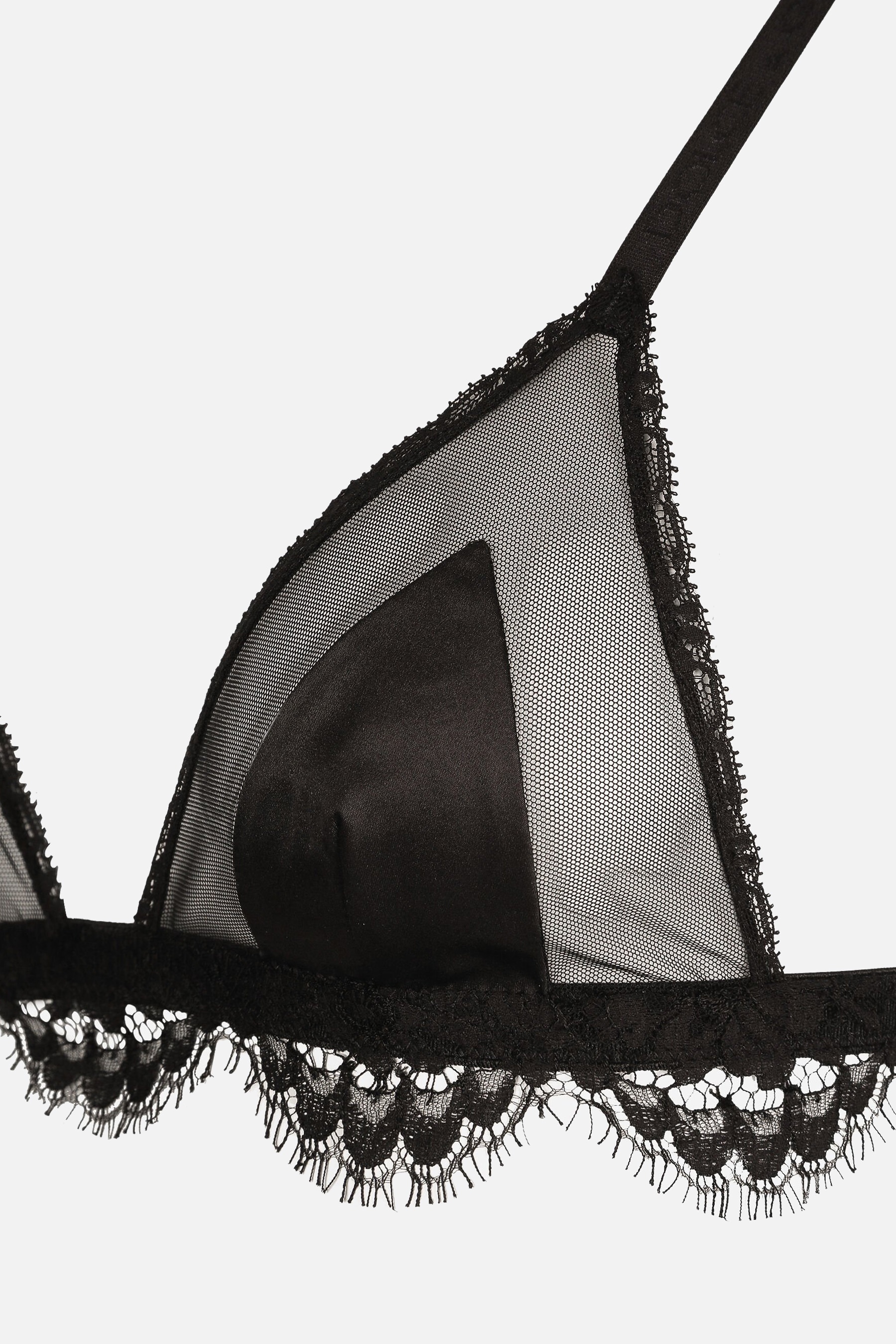 SATIN AND TULLE TRIANGLE BRA - 3