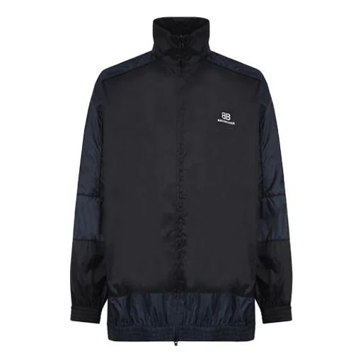 Balenciaga BB Patchwork Nylon Full-Zip Windbreaker 'Navy Black' 623019TIO544100 - 1