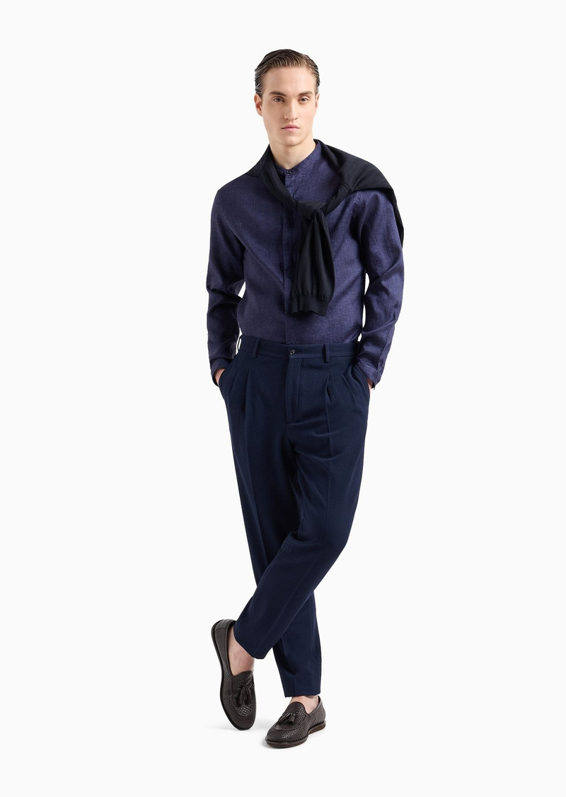 GIORGIO ARMANI ASV two-dart trousers in seersucker virgin wool outlook