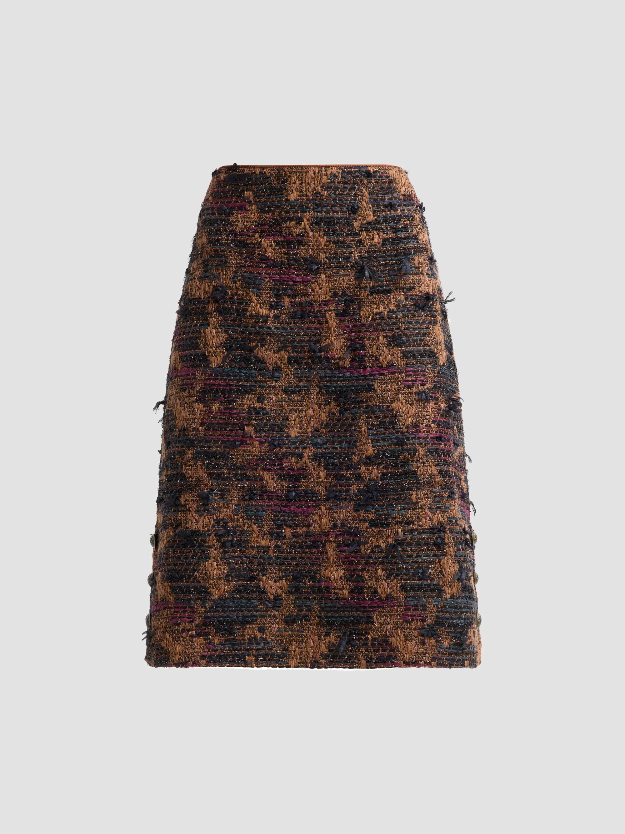 Women's Olsen Tweed Knee-Length Skirt - Brown Multi - 1