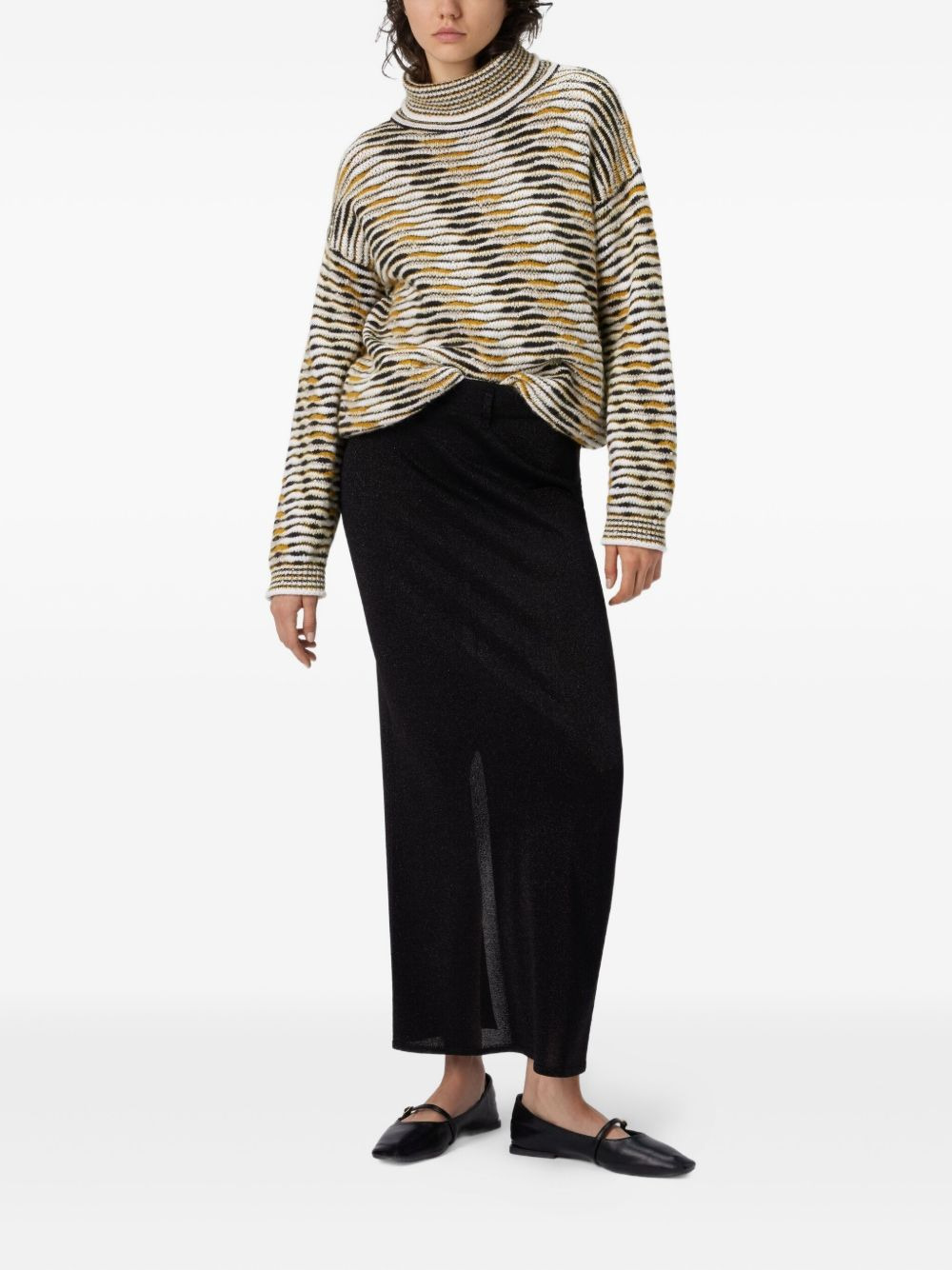 metallic-detail slit skirt - 2