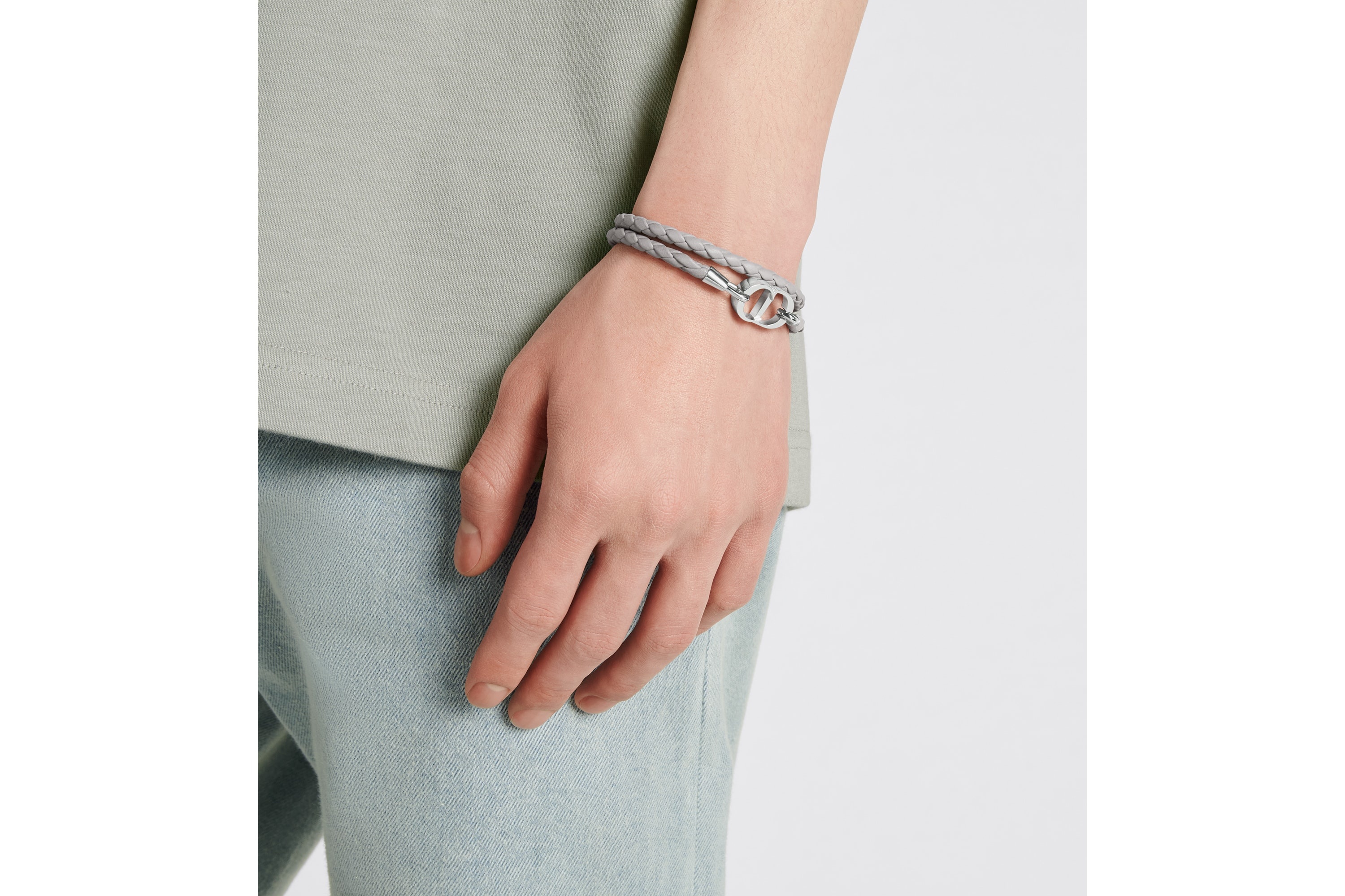 Dior CD Icon Braided Leather Bracelet | REVERSIBLE