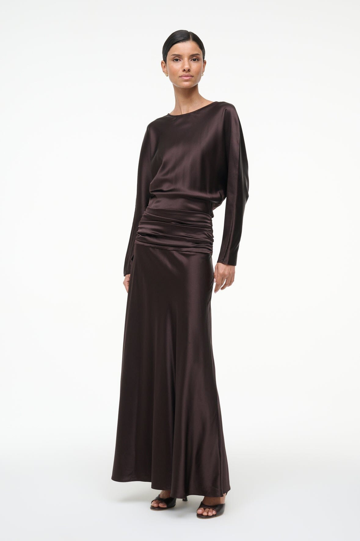 STAUD FREDA SILK DRESS EARTH - 2