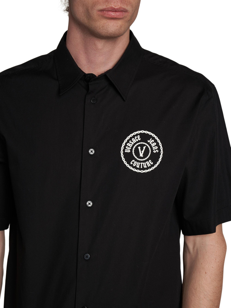 Men's Logo Patch Cotton Shirt - Black 6