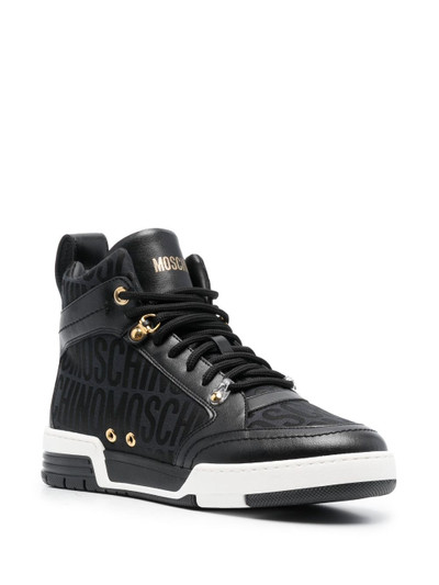 Moschino jacquard-logo leather sneakers outlook