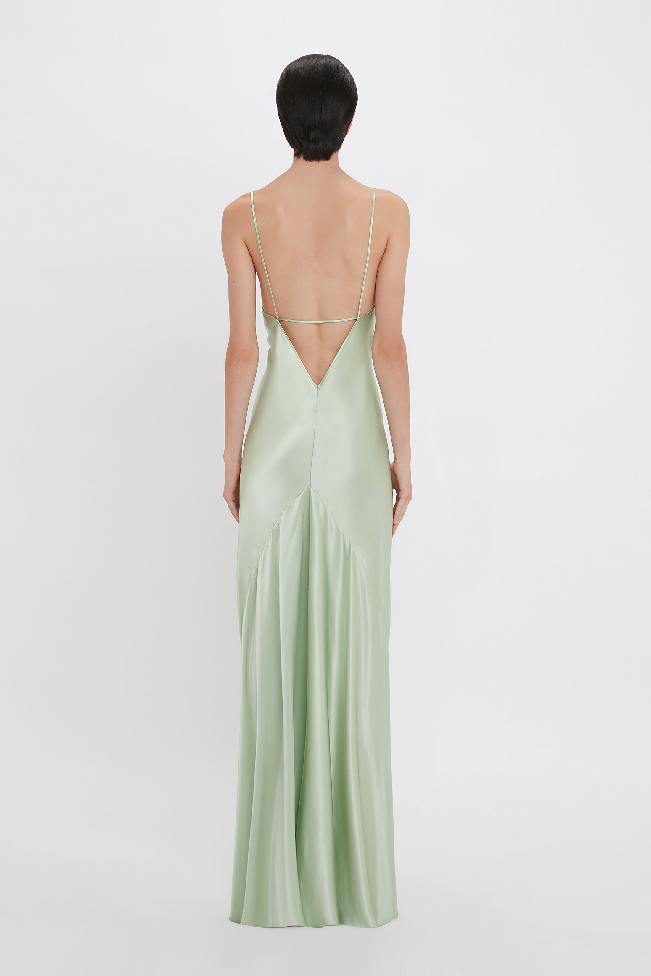 Exclusive Low Back Cami Floor-Length Dress In Jade - 4