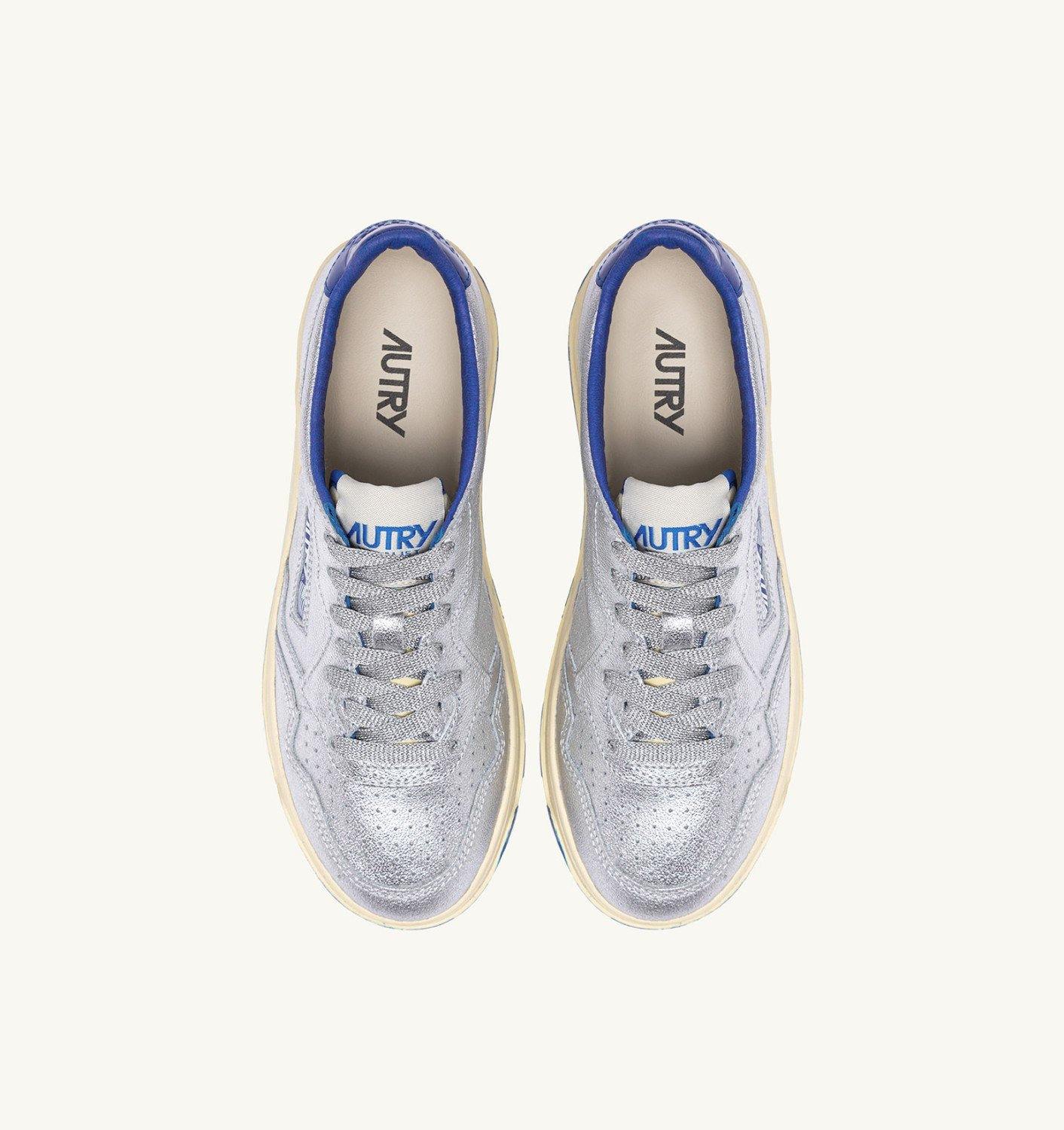 MEDALIST LOW SNEAKERS IN SILVER AND BLUE METALIZED LEATHER - 5