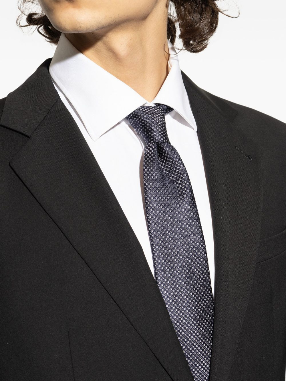 geometric-pattern silk tie - 4