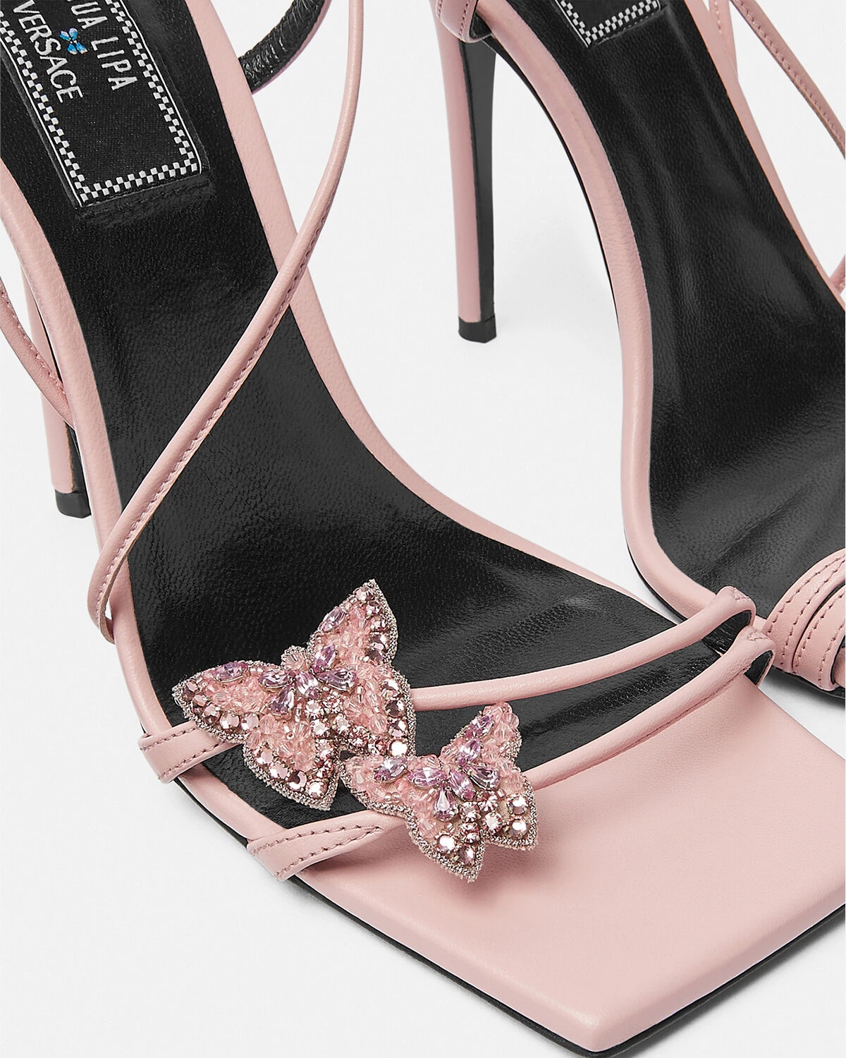 Crystal Butterflies Satin Sandals - 3