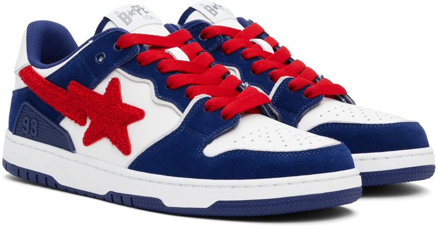 White & Blue Sk8 Sta #2 Sneakers - 4