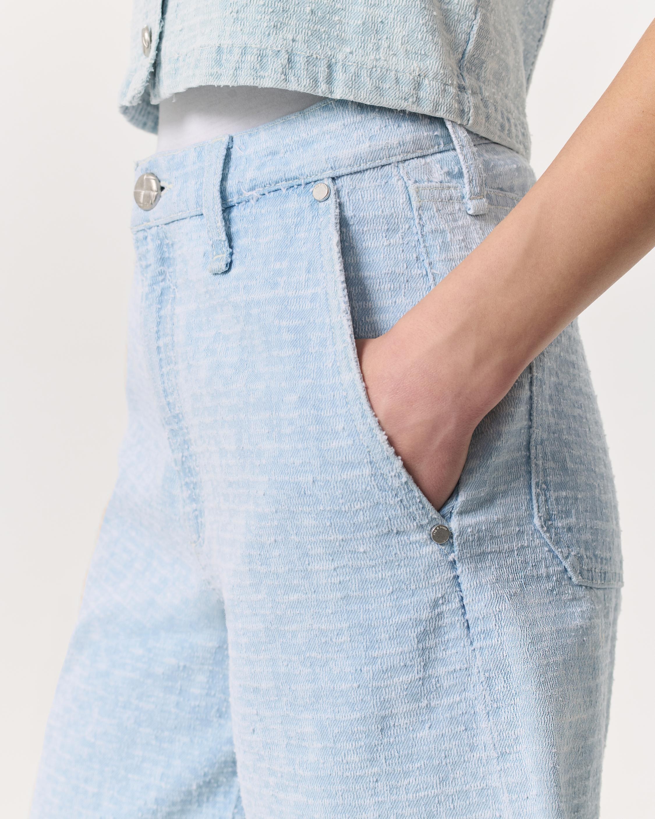Tailored McKenna Textured Denim Shorts
Lightweight Rigid Denim - 4