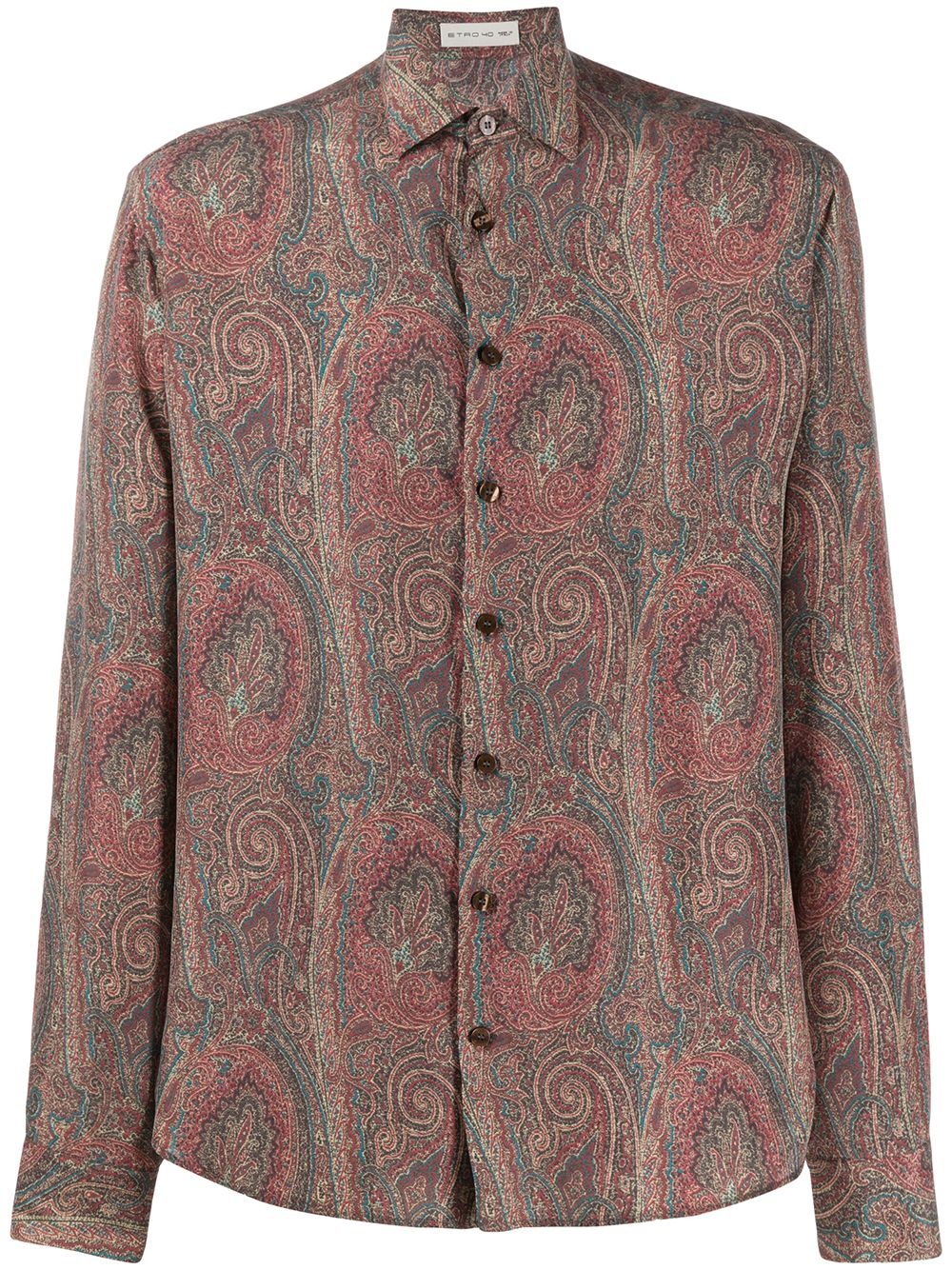 long sleeve paisley print silk shirt - 1