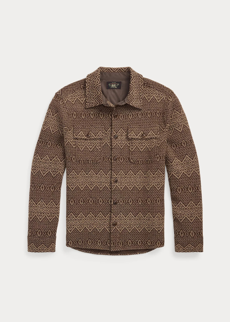 Jacquard-Knit Wool Workshirt Sweater 1