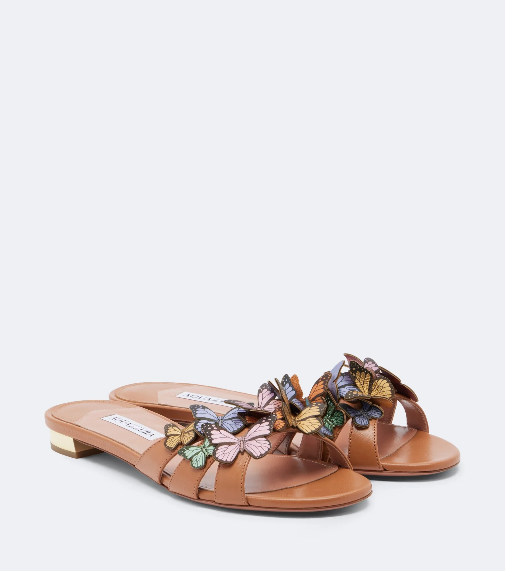 Papillon appliqué leather slides - 1