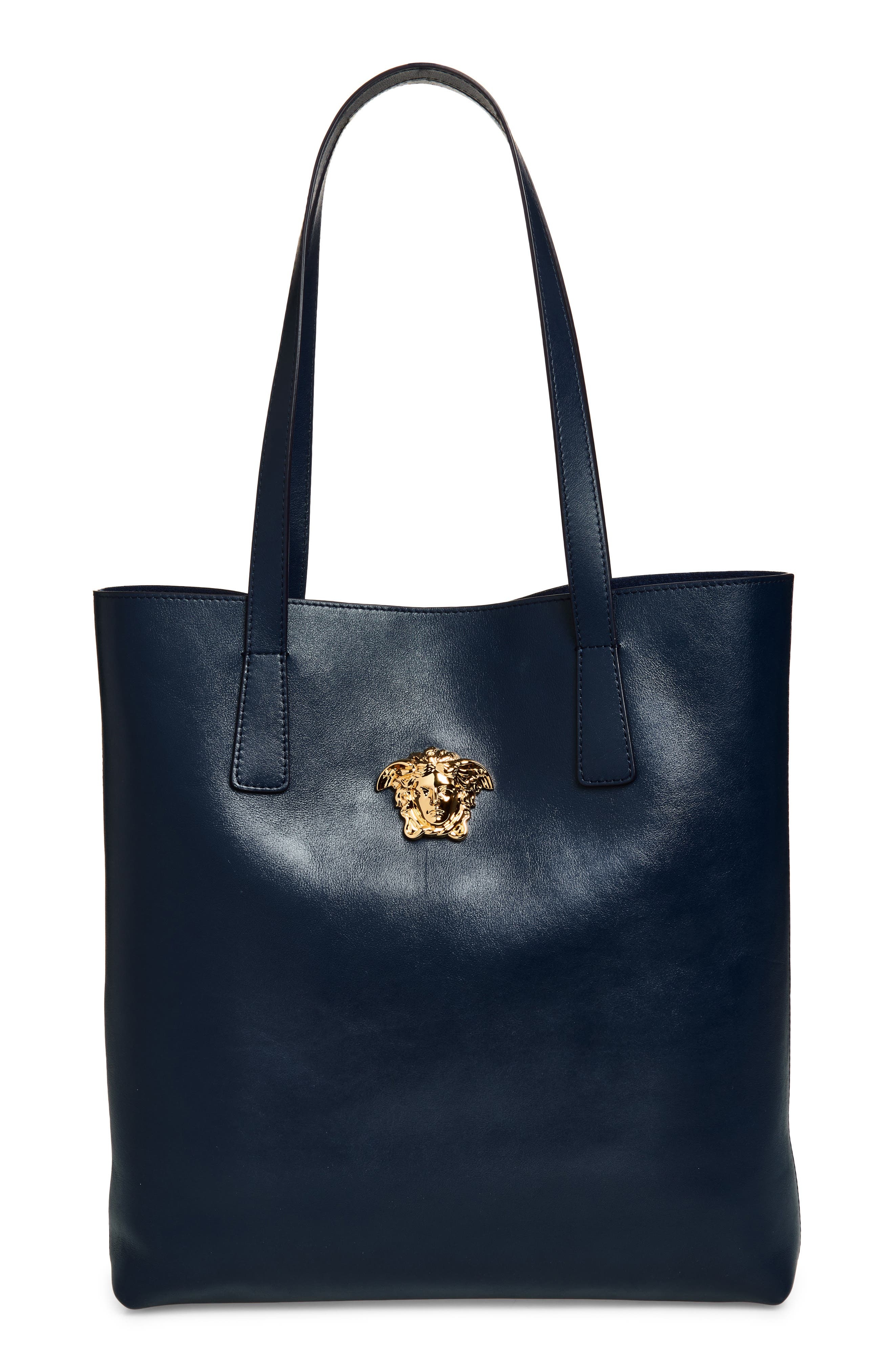 Versace Medusa Leather Tote Bag in Midnight Blue-Versace Gold at Nordstrom - 1