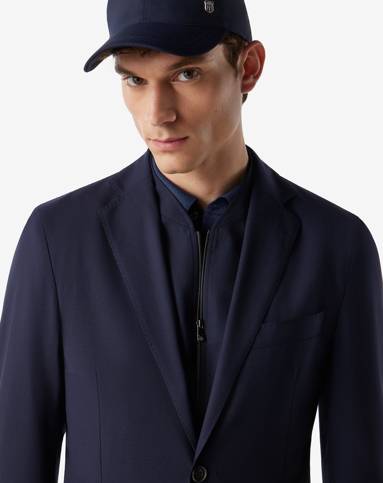 Navy blue 170's super light wool jacket with vest - 5