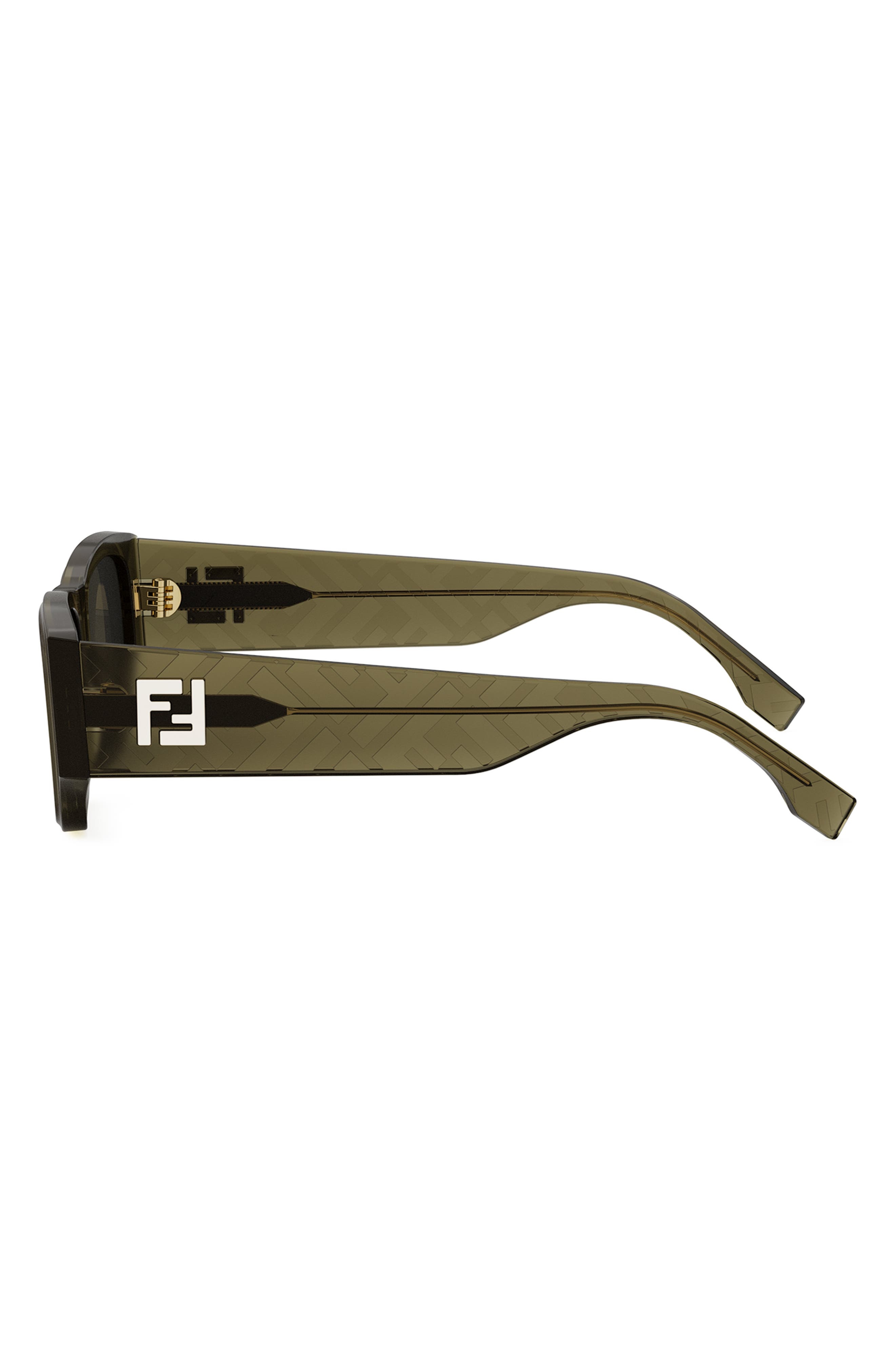 Fendi FF Squared 54mm Rectangular Sunglasses in Shiny Dark Green /Green at Nordstrom - 3