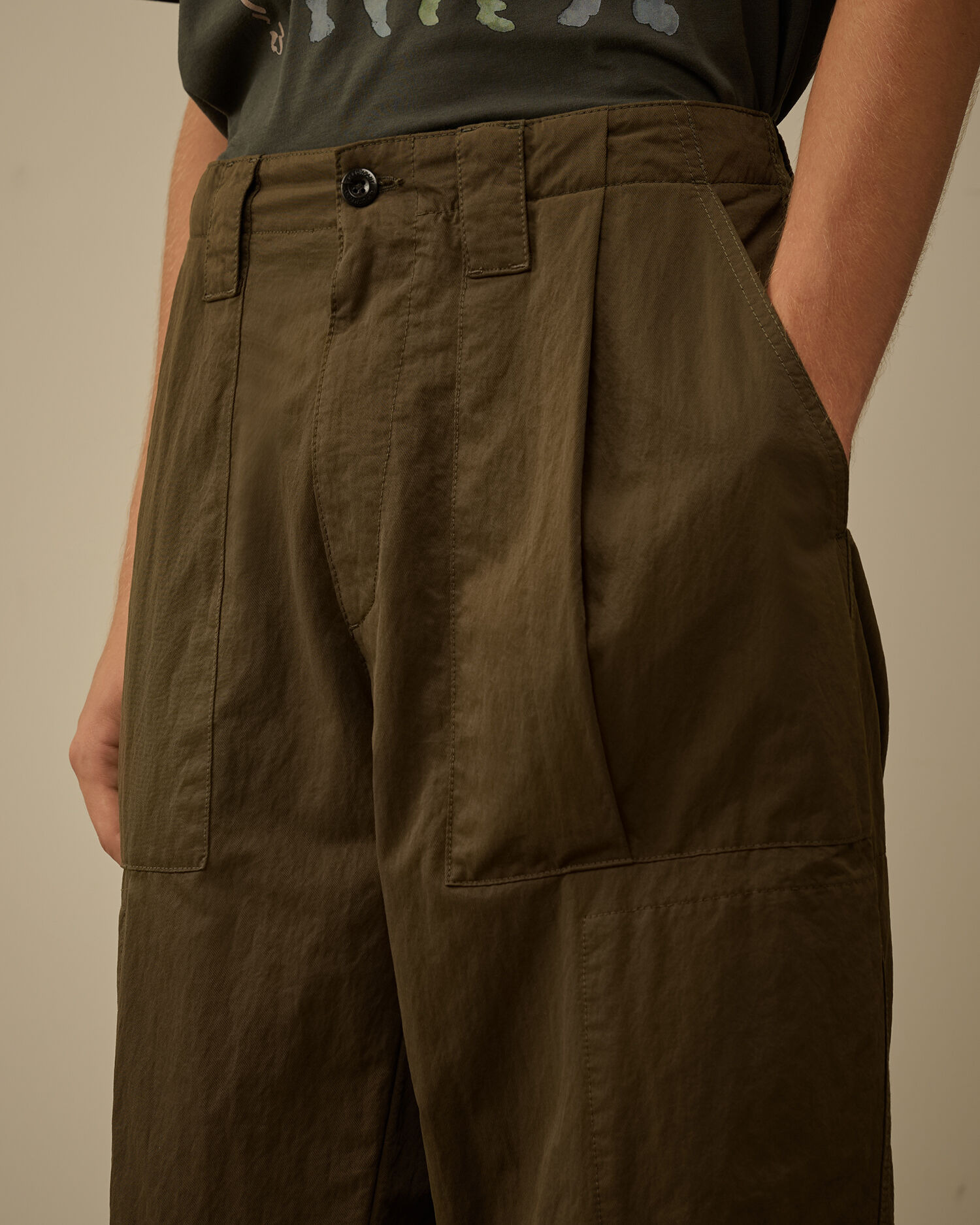 Diagonal Flatt Nylon Loose Pants - 5
