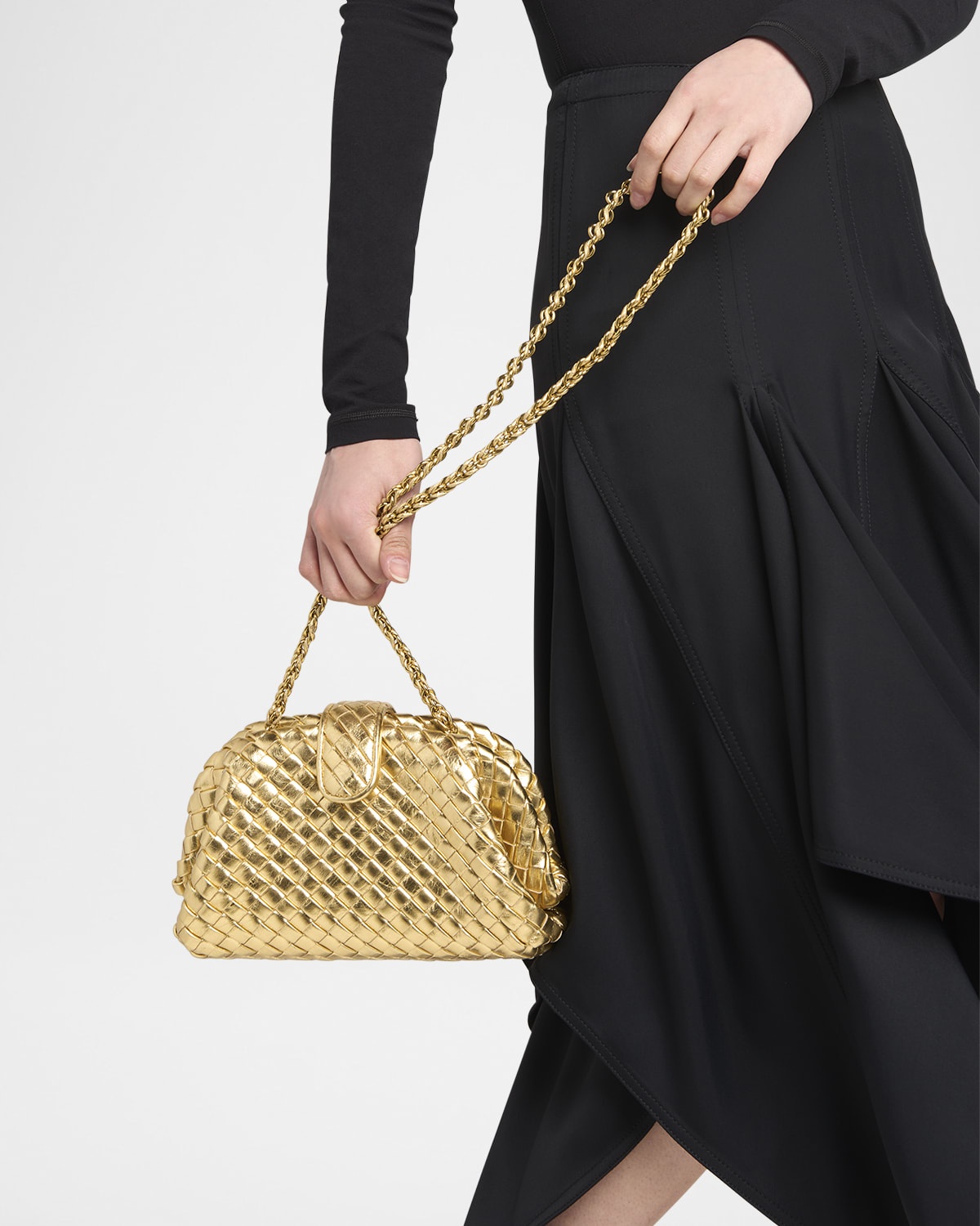 Bottega Veneta Mini Lauren 1980 Metallic Leather Clutch Bag