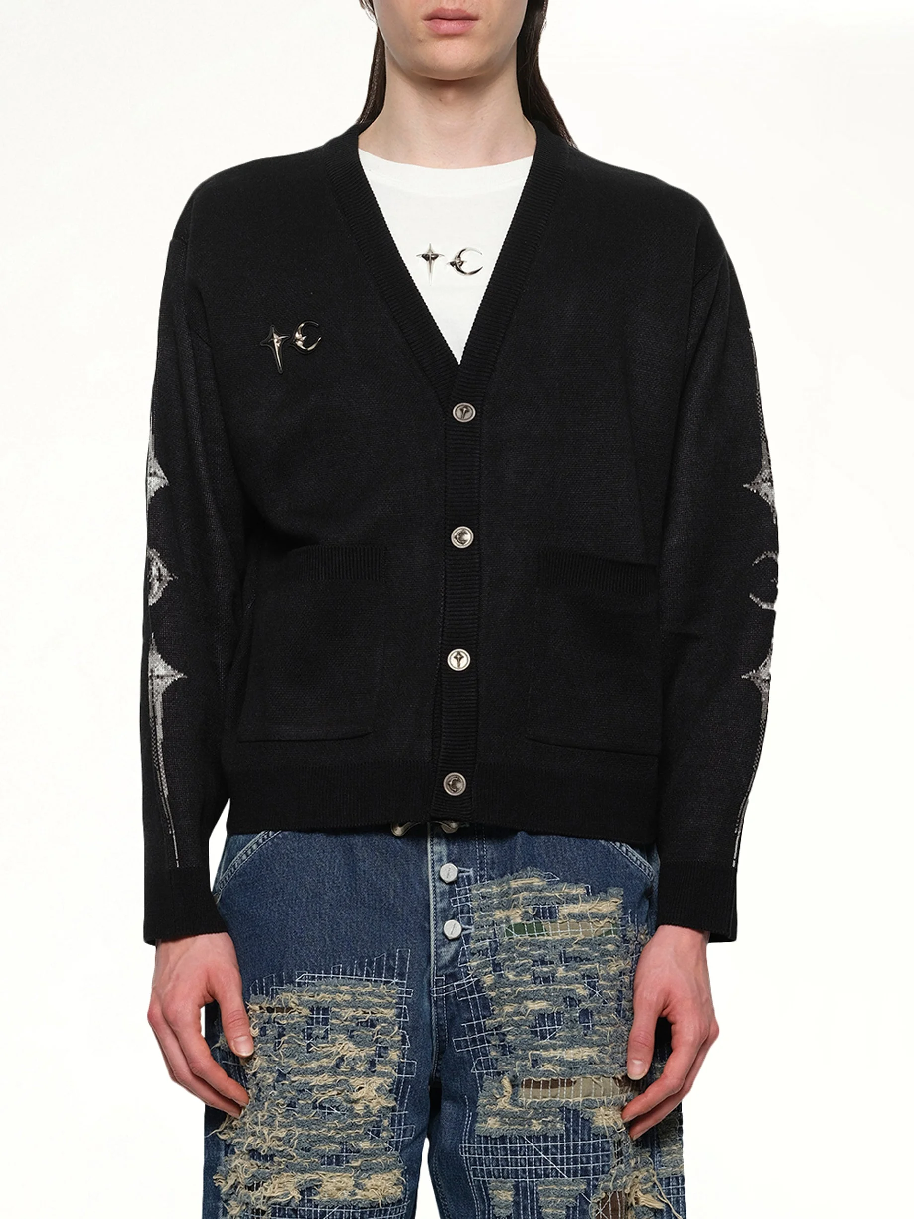 TC Bone Knit Cardigan in Black - 1