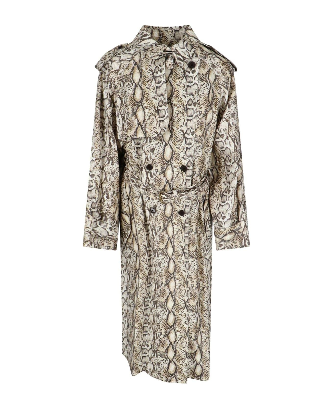 Double-breasted Belted Trench Coat - 1
