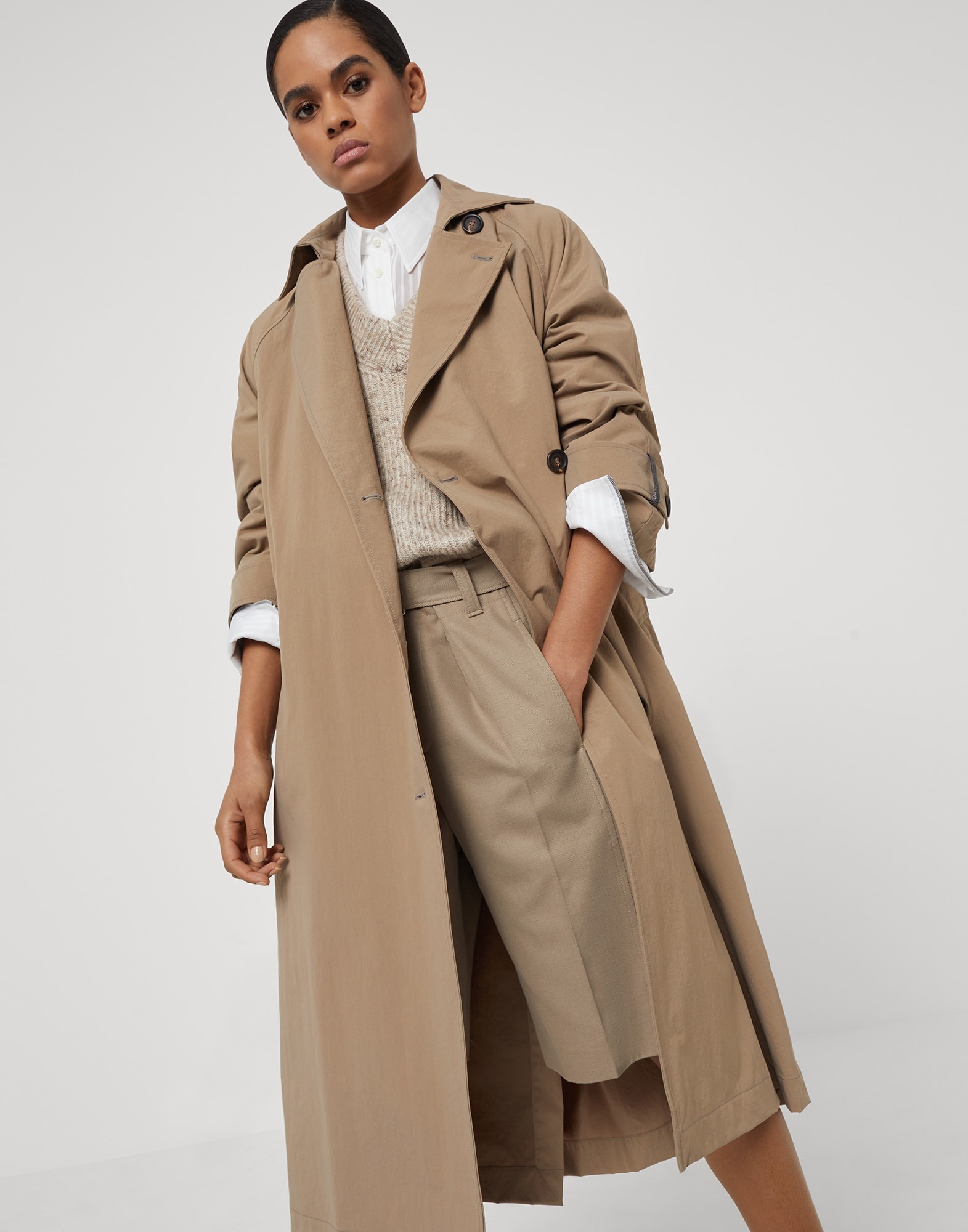 Techno canvas trench with shiny cuff details - 4
