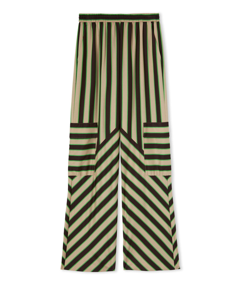 MSGM Viscose twill flowing pants with straight legs and "jumbo stripe" print outlook