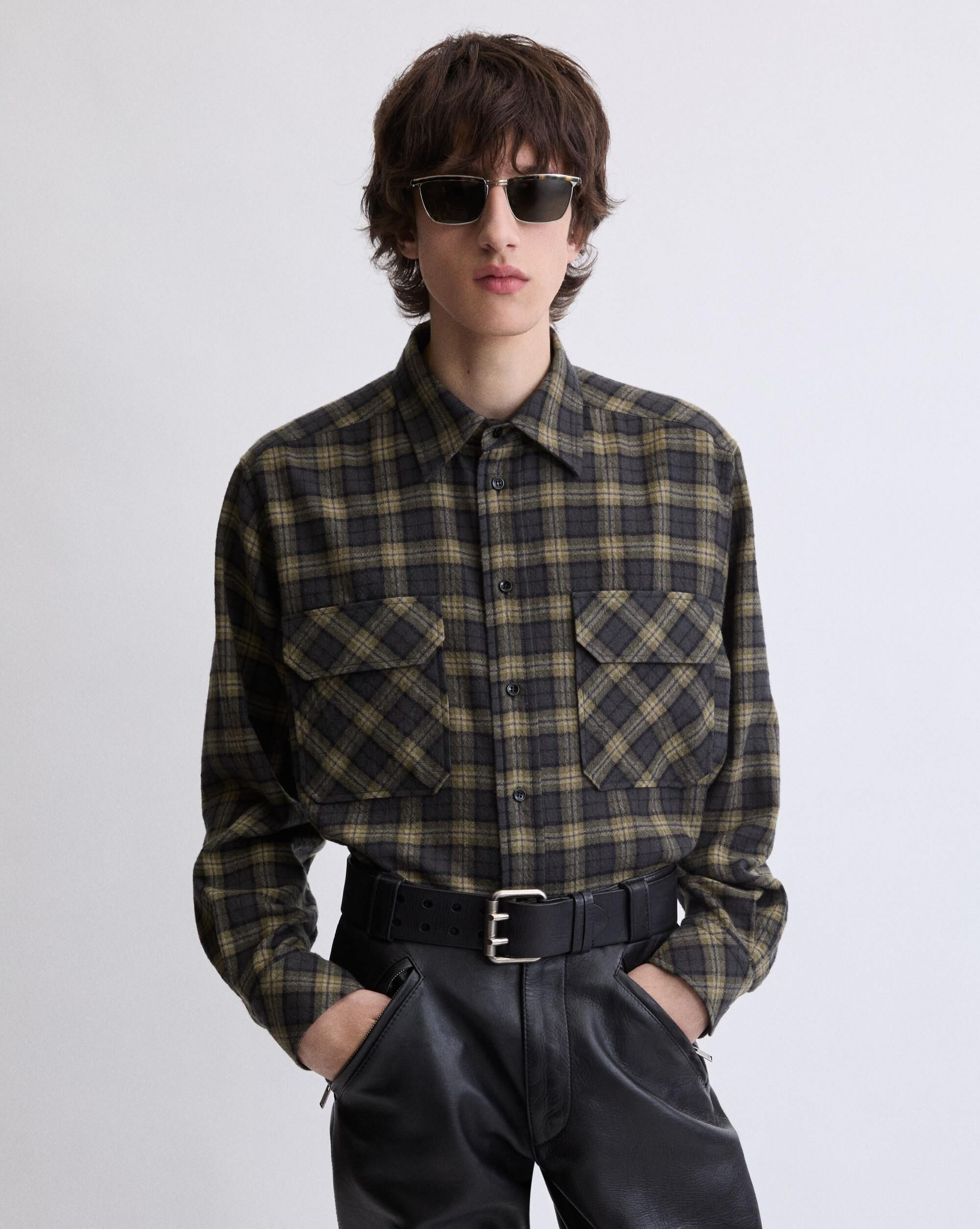 EMBROIDERED OVERSHIRT IN WOOL CHECK - 2