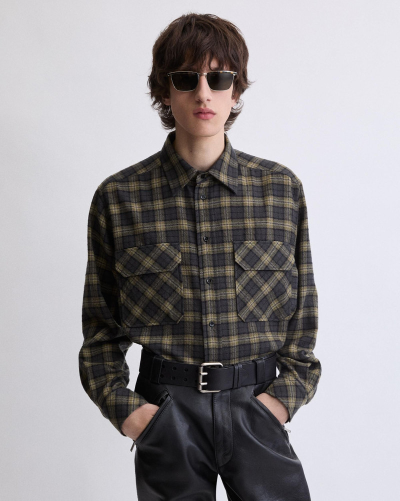 SAINT LAURENT EMBROIDERED OVERSHIRT IN WOOL CHECK outlook
