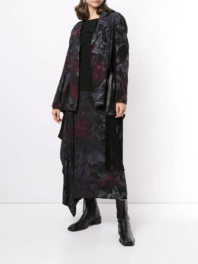 Yohji Yamamoto abstract print draped side skirt outlook