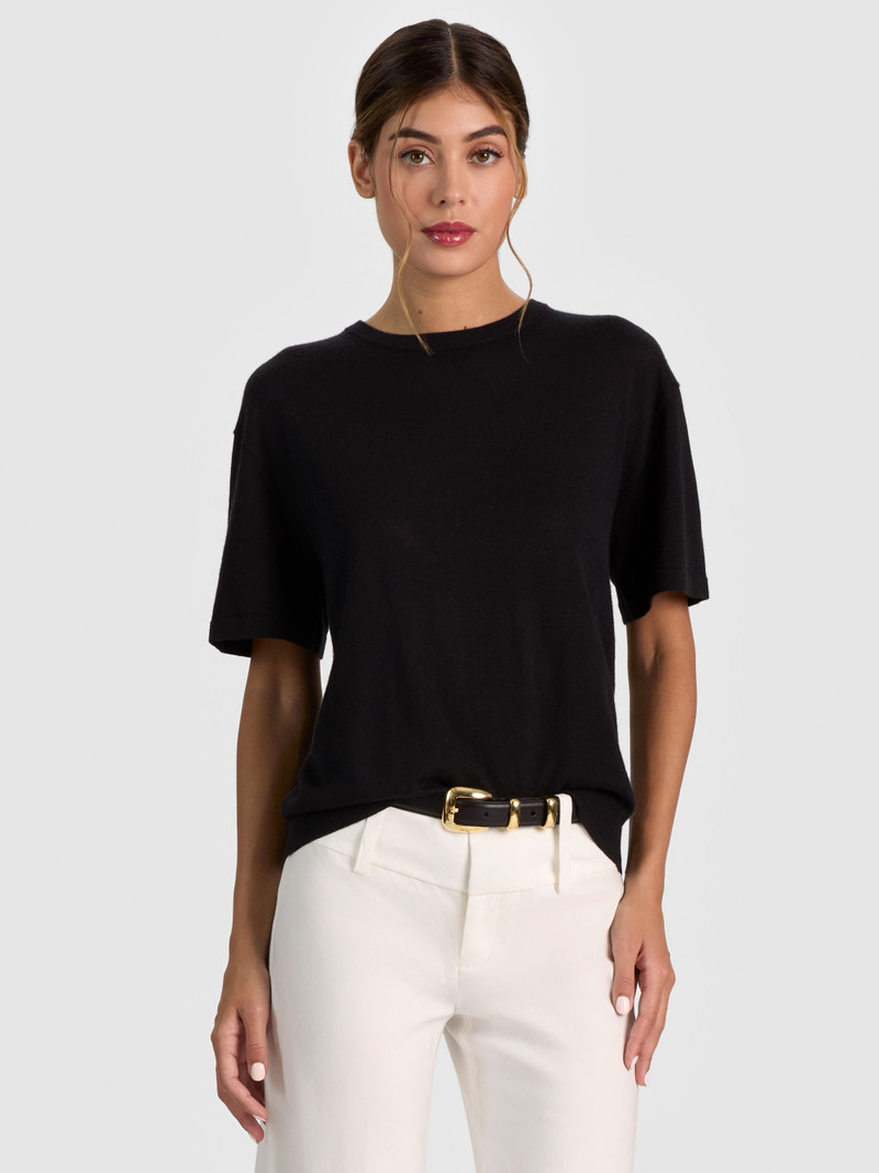 AMELIE CASHMERE KNIT TEE - BLACK 1