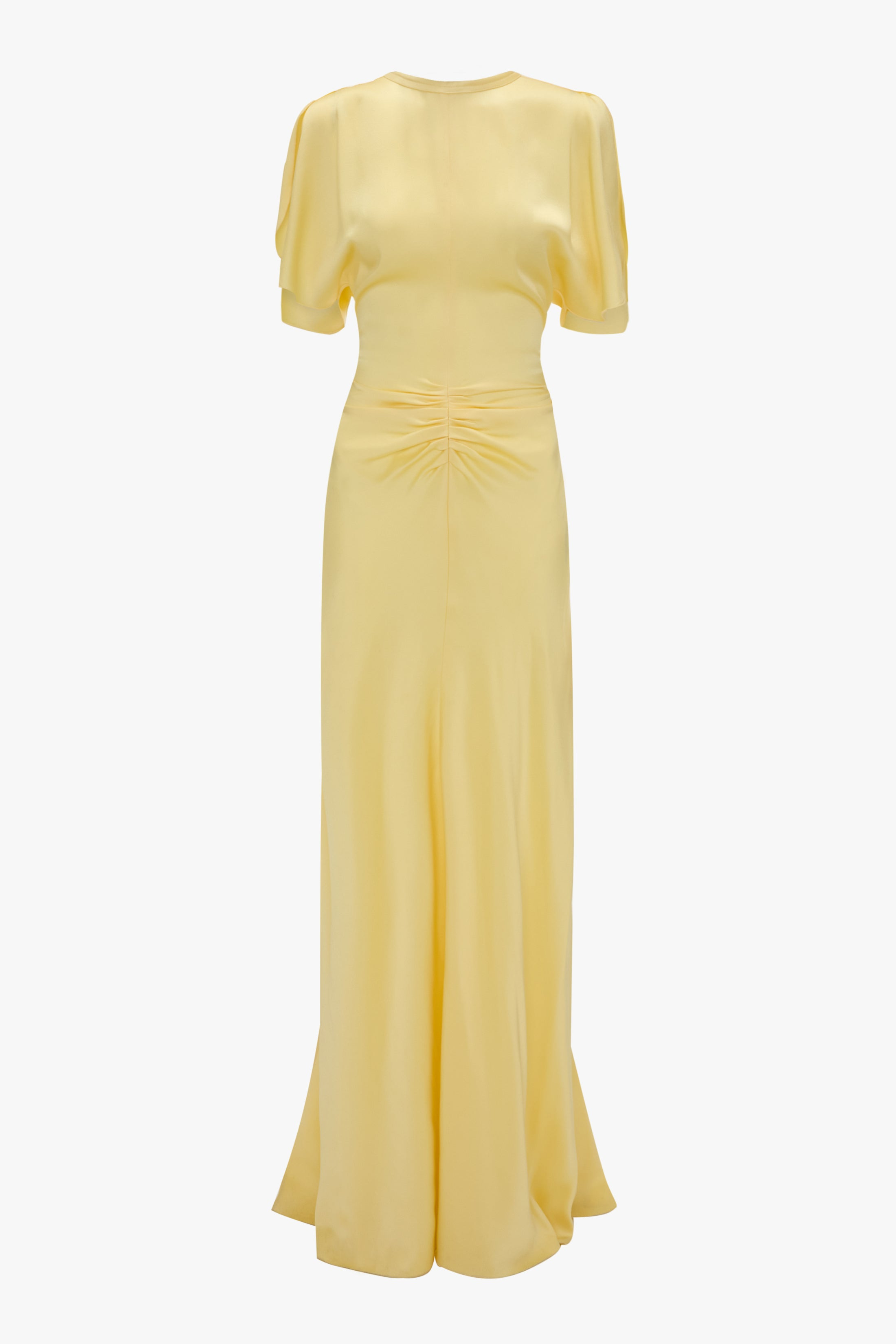 Gathered Waist Floor-Length Dress In Daffodil Yellow - 1