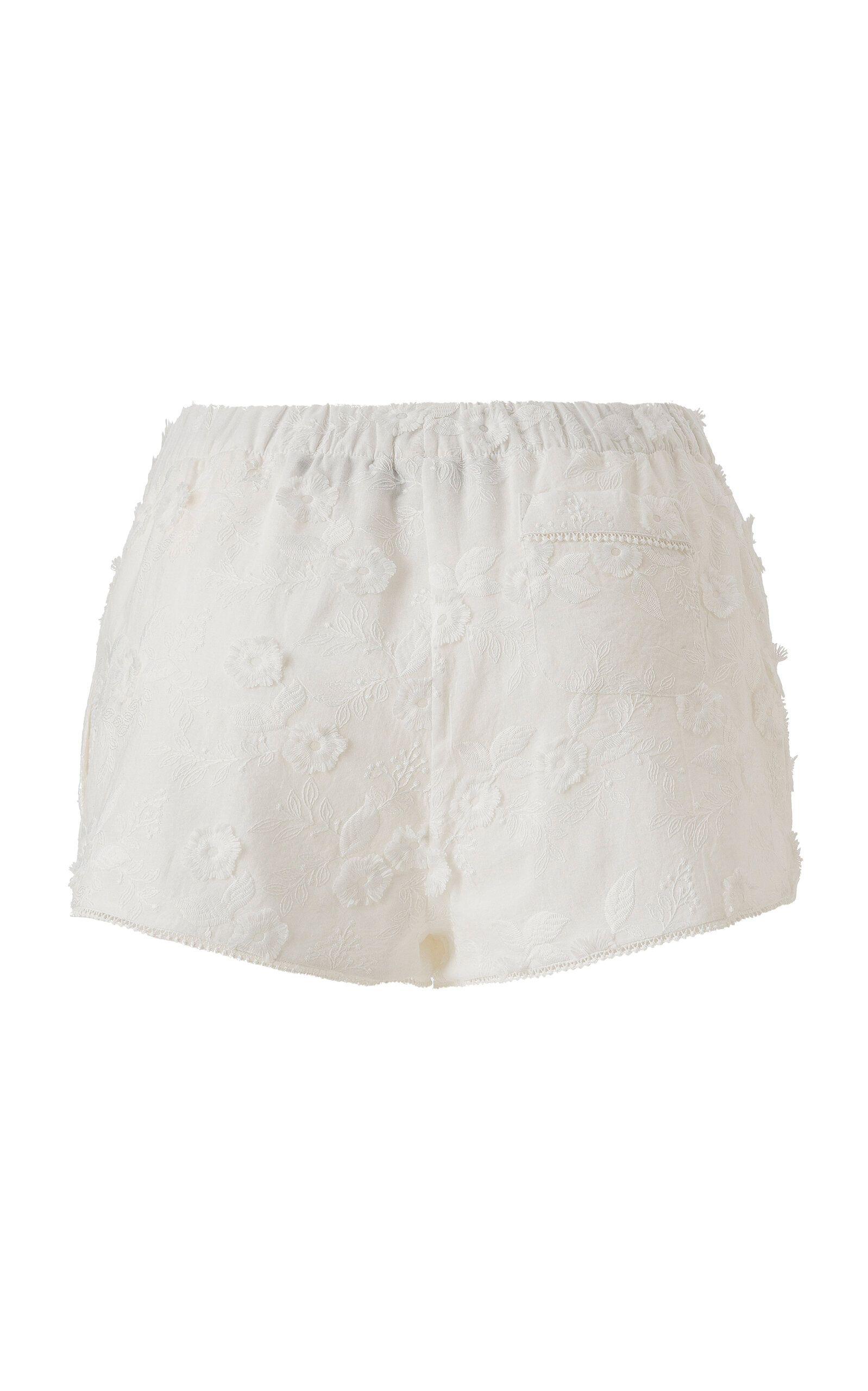 Shol Floral-Appliquéd Cotton-Blend Shorts white - 3