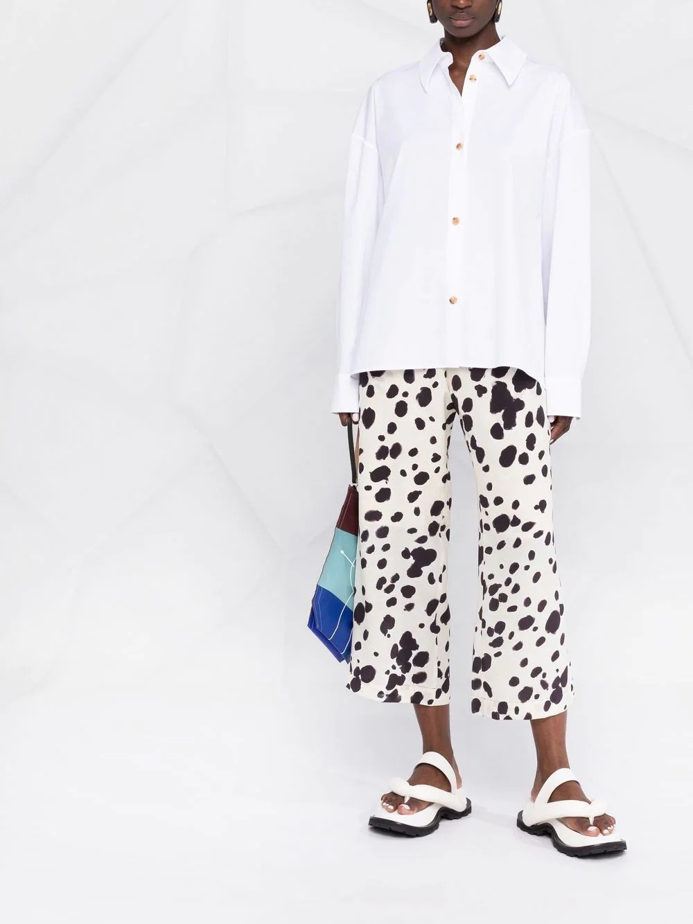 cow-print cropped trousers - 2