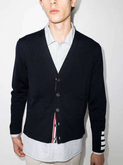 Thom Browne 4-Bar stripe detail cardigan outlook